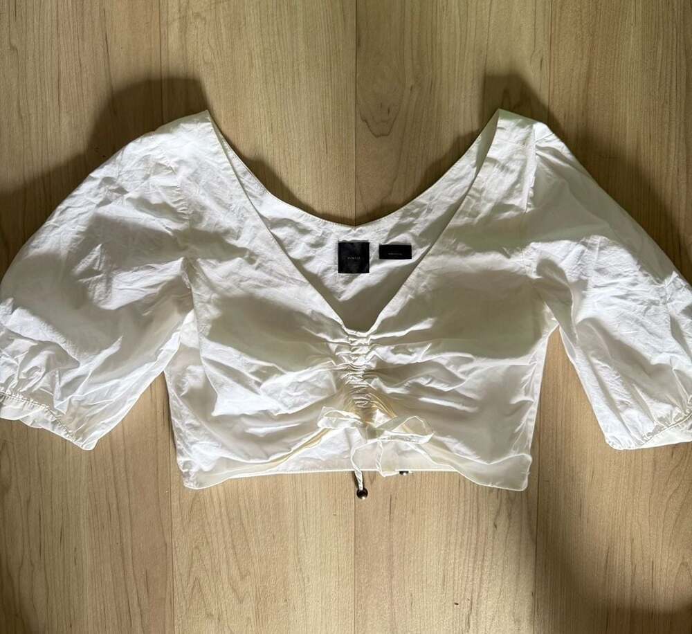 Pinko Venezia Popline Ruched Off-The-Shoulder Cotton Top